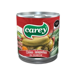 Los Chiles Jalapeños en Escabeche Carey 215gr son un producto gourmet que ofrece un sabor picante y auténtico de la cocina mexicana. Elaborados con chiles jalapeños frescos cuidadosamente seleccionados, estos chiles en escabeche se conservan en una vinagreta sazonada con especias aromáticas, creando un equilibrio perfecto entre picor, acidez y sabor.