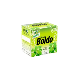 Caja de Chá de Boldo Barão de Cotegipe 10gr, una bebida natural y saludable a base de hojas de boldo chileno. Es conocida por sus propiedades digestivas y puede ayudar a aliviar síntomas como la indigestión, la mala digestión y los gases.