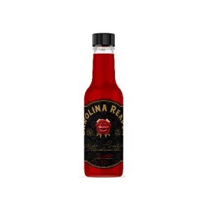 Imagen de una botella de Carolina Reaper Barrel Aged Malpaís 160ml. La botella es de color negro y tiene un diseño minimalista. En la etiqueta se puede ver el nombre del producto, la marca y el logotipo.