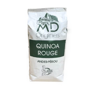 Quinoa Roja MD Origines 1kg La quinoa roja MD Origines es una variedad de quinoa de color rojo intenso que se cultiva en Perú. Es una fuente de proteínas, fibra, hierro y otros nutrientes esenciales.