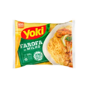 Descubre el auténtico sabor brasileño con la Farofa de Milho Yoki de 400 g. Este acompañamiento clásico, hecho a base de harina de maíz, es perfecto para realzar tus platos de carne, barbacoas o comidas caseras. ¡Lleva un toque de Brasil a tu mesa!